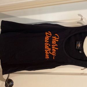 Ladies Harley Davidson Tank Top- Size Small- Black and Orange